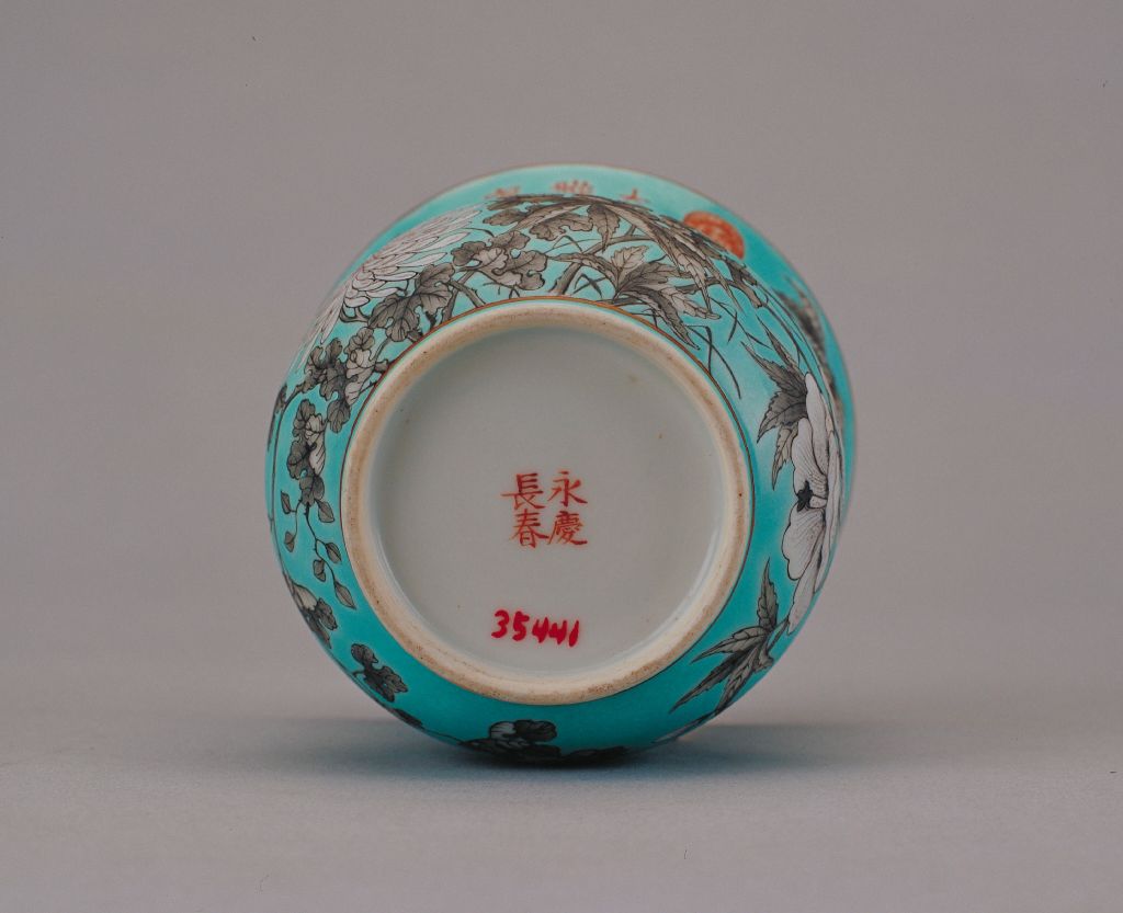 图片[2]-Green ink color flower and bird pattern stiff bucket-China Archive